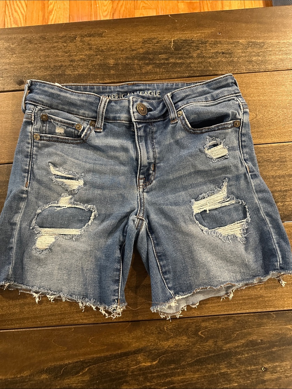 American Eagle Outfitters Distressed Light Blue Denim Jean Shorts